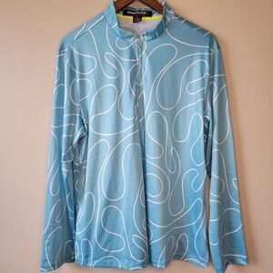 Jamie Sadock Simplicite Women's 1/4 Zip Golf Top Sz XL Blue Abstract Long Sleeve